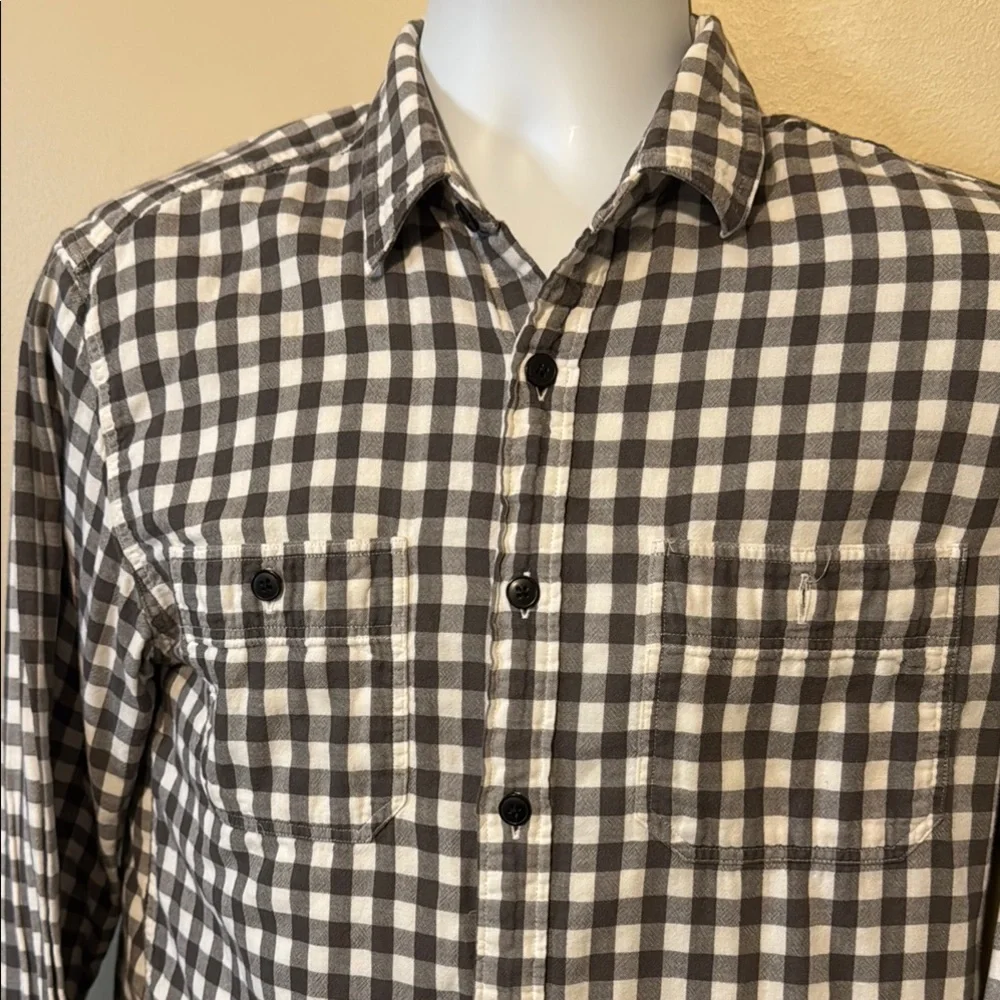 J. Crew White and Gray Casual Button Down Shirt